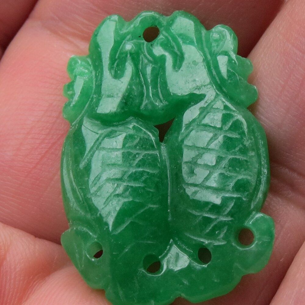 Jade Double Fish Hand Carved Pendent